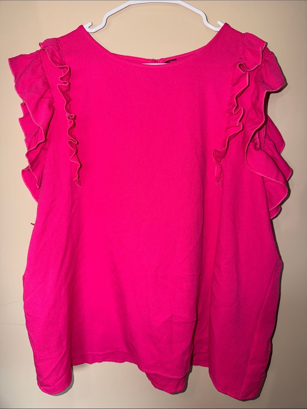 Women's Ruffle Sleeve Blouse - Hot Pink